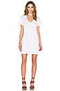 view 4 of 4 Slub V Neck Trapeze Tee Shirt Dress in White