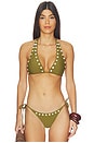 view 1 of 4 Bella Beaded Bikini Top in Forest