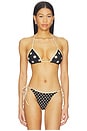 view 1 of 4 Juni Triangle Bikini Top in Beige Big Dot in Beige & Black Big Dot