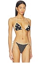 view 2 of 4 Juni Triangle Bikini Top in Beige Big Dot in Beige & Black Big Dot