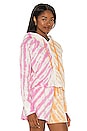 view 2 of 4 The Ecosoft Cropped Zip Up Hoodie in Helio & Cantaloupe Tie Dye