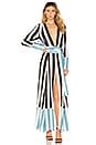view 1 of 4 Contrast Maxi Cardigan Dress in Black Stripe with Powder Blue Stripes