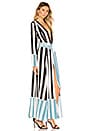 view 2 of 4 Contrast Maxi Cardigan Dress in Black Stripe with Powder Blue Stripes