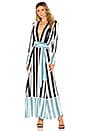 view 4 of 4 Contrast Maxi Cardigan Dress in Black Stripe with Powder Blue Stripes