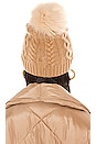 view 2 of 3 Cable Beanie With Faux Pom in Caramel & Beige
