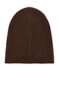 view 2 of 2 КАШЕМИРОВАЯ ПЛЮШЕВАЯ ШАПКА-БИНИ В РУБЧИК in Maple Brown
