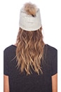 view 3 of 4 Micro Cable Fur Trim Hat in Glacier & White