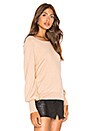 view 2 of 4 Blouson Sleeve Open Crewneck Sweater in Soft Camel Heather