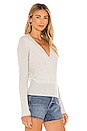 view 2 of 4 Cashmere Ribbed Sleeve Wrap Sweater in Platinum Heather