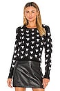 view 1 of 4 Polka-Heart Crewneck Sweater in Black & White