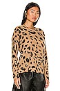 view 2 of 4 Cashmere Leopard Print Waffle Sweatshirt in Camel Heather Leopard