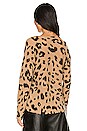view 3 of 4 Cashmere Leopard Print Waffle Sweatshirt in Camel Heather Leopard