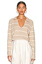 view 1 of 4 Polo Sweater in Sand & Pearl White Stripe