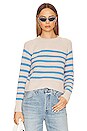 view 1 of 4 Featherweight Striped Crewneck in Sandstone & Cabana Blue