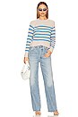 view 4 of 4 Featherweight Striped Crewneck in Sandstone & Cabana Blue