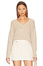 view 1 of 4 Cashmere Featherweight Vneck in Toffee Heather