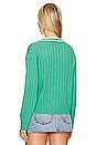 view 3 of 4 Cashmere Varsity V-neck Sweater in Retro Green & White