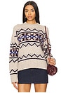 view 1 of 4 Plush Alpaca Blend Fair Isle Crewneck in Oat Combo