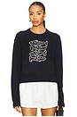 view 1 of 4 Cashmere Sardine Embroidered Crew Sweater in Deep Navy Combo
