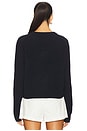 view 3 of 4 Cashmere Sardine Embroidered Crew Sweater in Deep Navy Combo