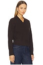 view 2 of 4 Cashmere Wide Rib Trim Vneck Top in Dark Umber