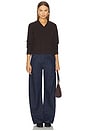 view 4 of 4 Cashmere Wide Rib Trim Vneck Top in Dark Umber