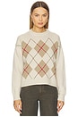 view 1 of 4 Cashmere Argyle Crew Sweater in Natural Combo