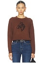 view 1 of 4 Cashmere Blend Horse Embroidered Crew Sweater in Coco & Black