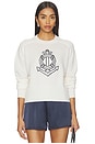 view 1 of 5 Featherweight Cashmere Nautical Embroidered Sweater in Soft White & Deep Navy