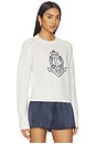 view 2 of 5 Featherweight Cashmere Nautical Embroidered Sweater in Soft White & Deep Navy
