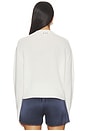 view 3 of 5 Featherweight Cashmere Nautical Embroidered Sweater in Soft White & Deep Navy