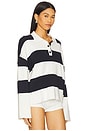 view 2 of 4 Rugby Polo Top in Deep Wave & White