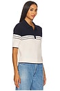 view 2 of 4 Cashmere Polo Top in Cream & Deep Navy
