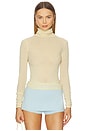 view 1 of 4 Superfine Cashmere Blend Turtleneck Top in Buttercream Yellow