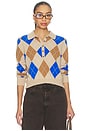 view 1 of 4 Cashmere Argyle Long Sleeve Polo in Camel Blue Combo