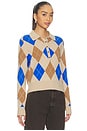view 2 of 4 Cashmere Argyle Long Sleeve Polo in Camel Blue Combo