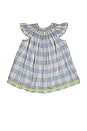 view 1 of 2 Kids Flutter Bishop Dress in Limone Blue Gingham