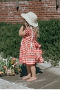 view 3 of 5 Kids Scallop Dress in La Cerise Red Gingham