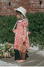 view 4 of 5 Kids Scallop Dress in La Cerise Red Gingham