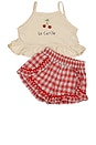 view 1 of 2 Kids Ruffle Short Set in La Cerise Red Gingham