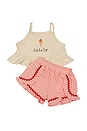 view 1 of 4 Kids Ruffle Short Set in Gelato Coral Kiss