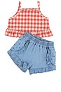 view 1 of 1 Short Set in Red Gingham & Denim