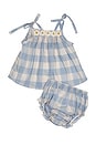 view 1 of 2 Kids Crochet Daisy Two Piece Set in Blue Gingham