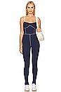 view 1 of 3 Silhouette Ankle Flare Jumpsuit in Solid Navy & Off White