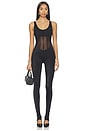 view 1 of 5 Spandex Sheer Panel Jumpsuit in Black