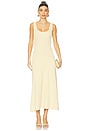 view 1 of 3 Ruched Strap Midi Dress in Wheat