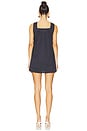 view 3 of 4 Square Neck Mini Dress in Navy Multi