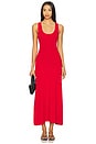 view 1 of 3 Ruched Strap Midi Dress in Vibrant Red