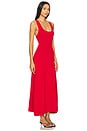 view 2 of 3 Ruched Strap Midi Dress in Vibrant Red