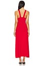 view 3 of 3 Ruched Strap Midi Dress in Vibrant Red
